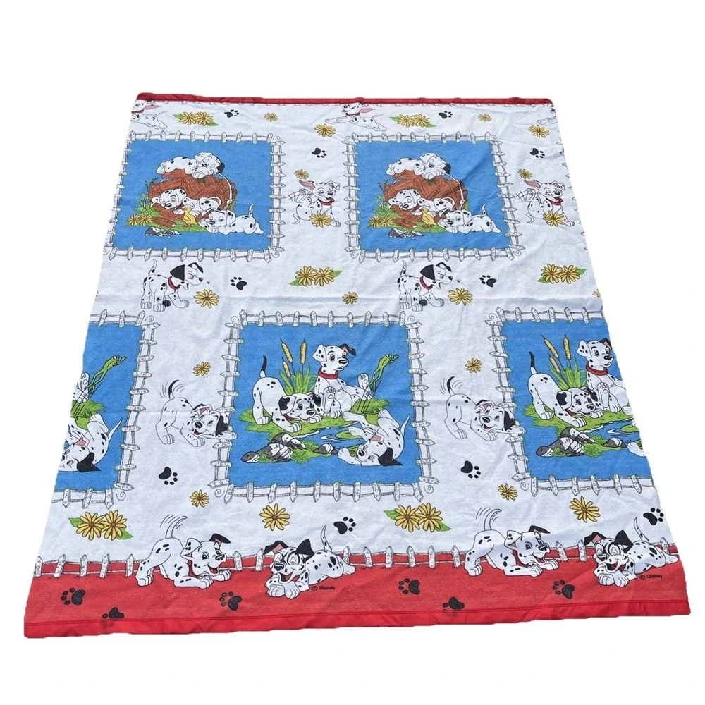 Vintage Disney 101 Dalmations Blanket Acrylic Satin Trim 84